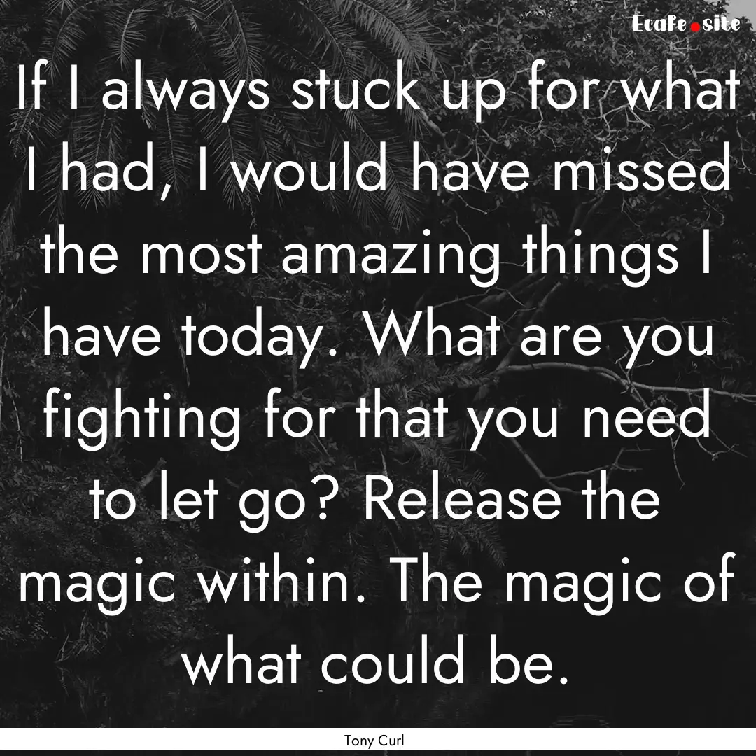 If I always stuck up for what I had, I would.... : Quote by Tony Curl