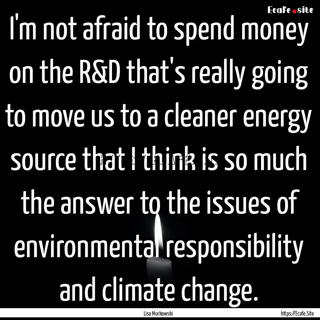 I'm not afraid to spend money on the R&D.... : Quote by Lisa Murkowski