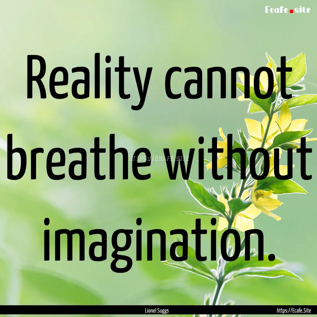 Reality cannot breathe without imagination..... : Quote by Lionel Suggs