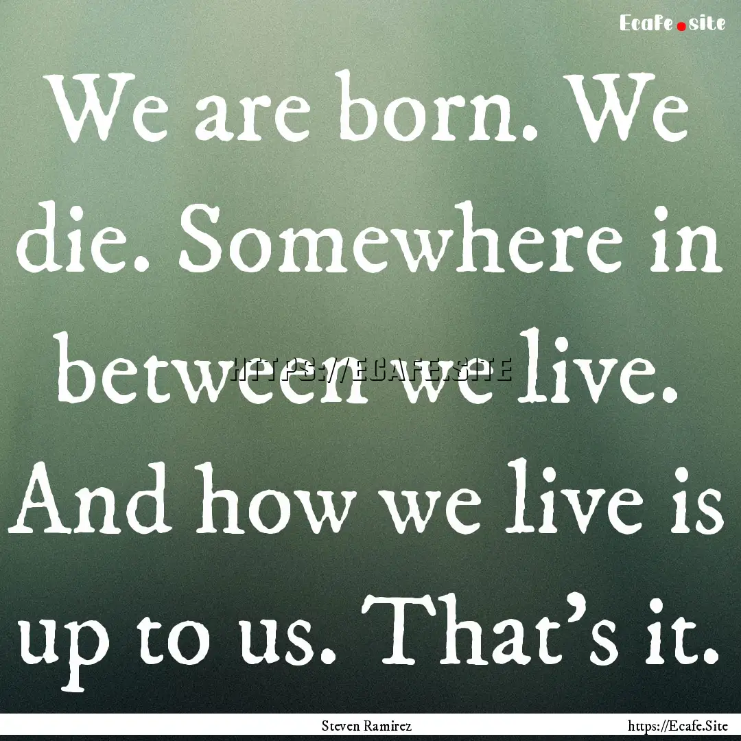 We are born. We die. Somewhere in between.... : Quote by Steven Ramirez