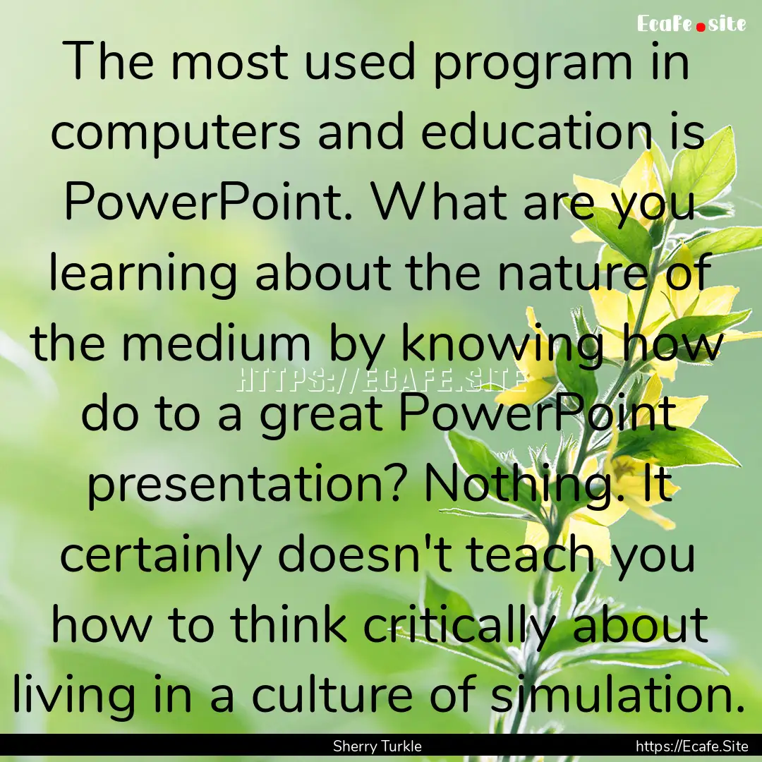 The most used program in computers and education.... : Quote by Sherry Turkle