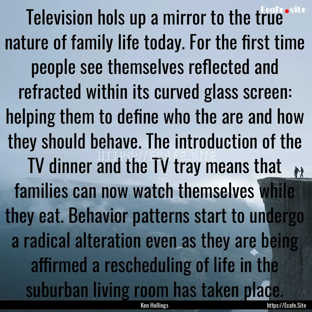 Television hols up a mirror to the true nature.... : Quote by Ken Hollings