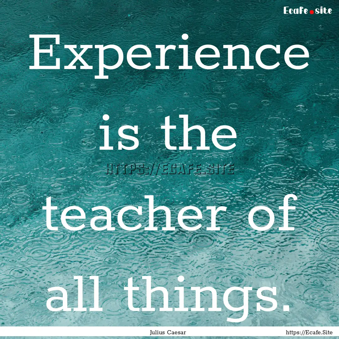 Experience is the teacher of all things. : Quote by Julius Caesar