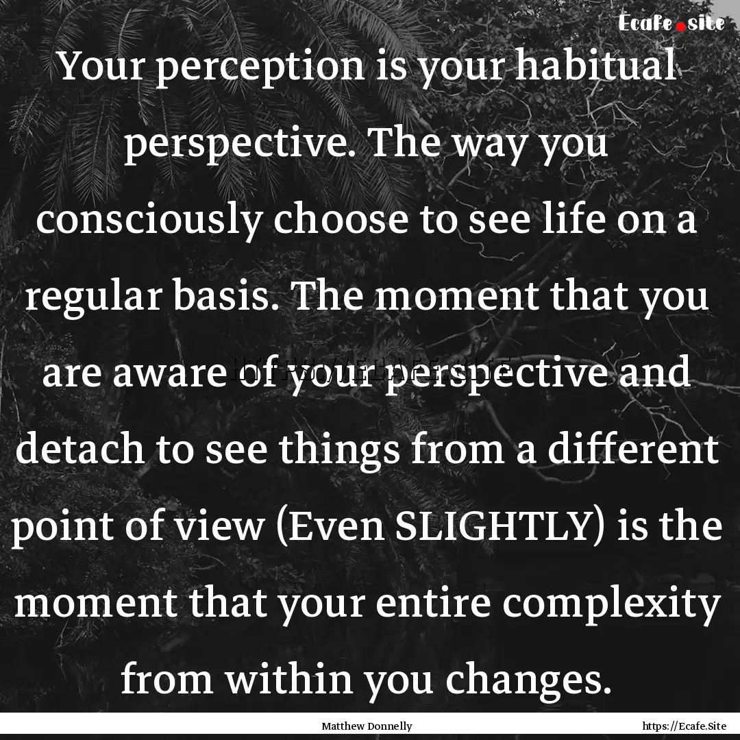 Your perception is your habitual perspective..... : Quote by Matthew Donnelly