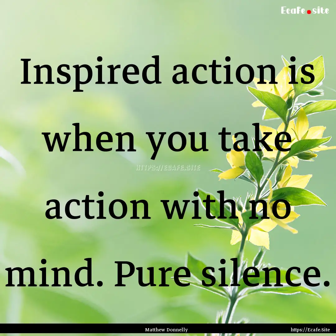 Inspired action is when you take action with.... : Quote by Matthew Donnelly