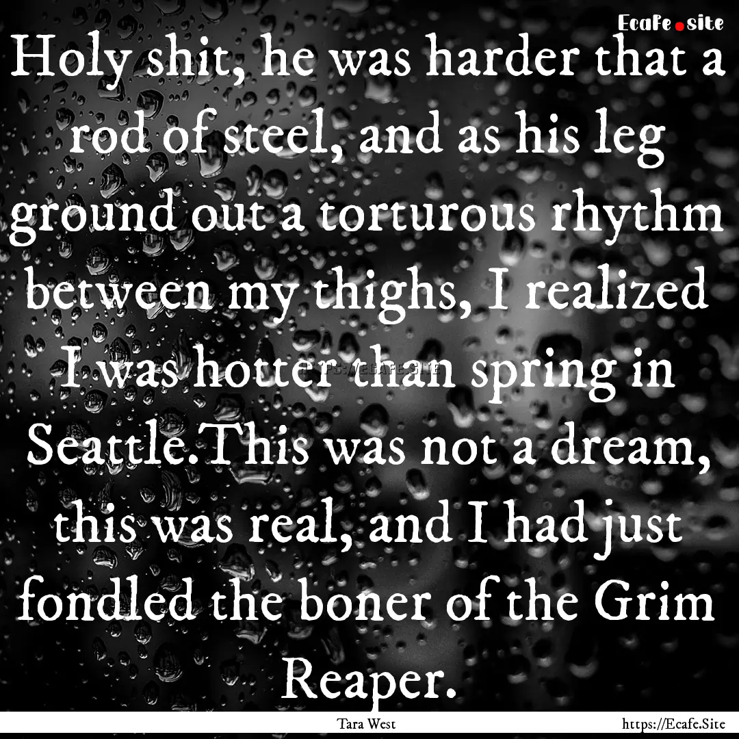 Holy shit, he was harder that a rod of steel,.... : Quote by Tara West