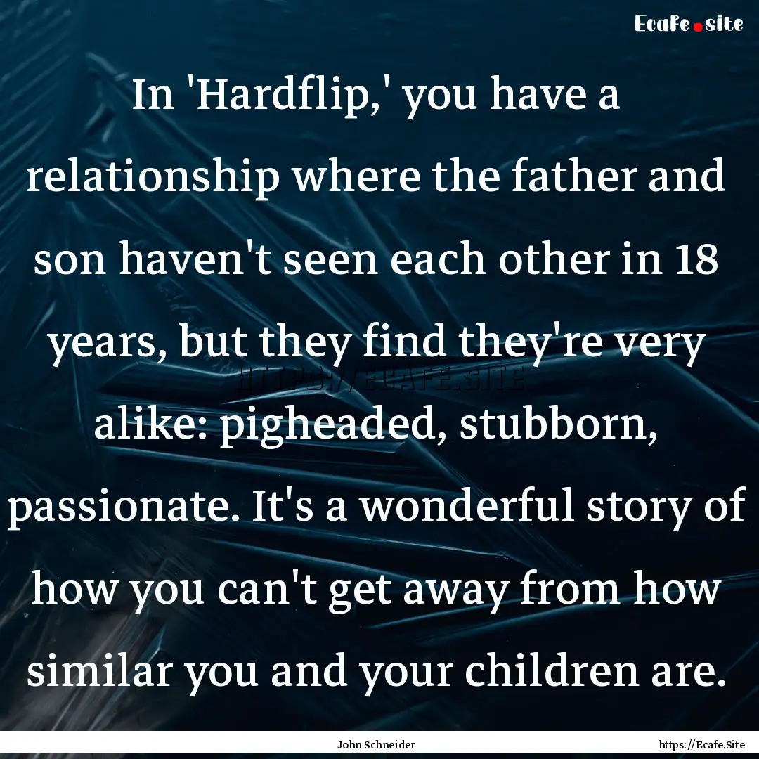 In 'Hardflip,' you have a relationship where.... : Quote by John Schneider