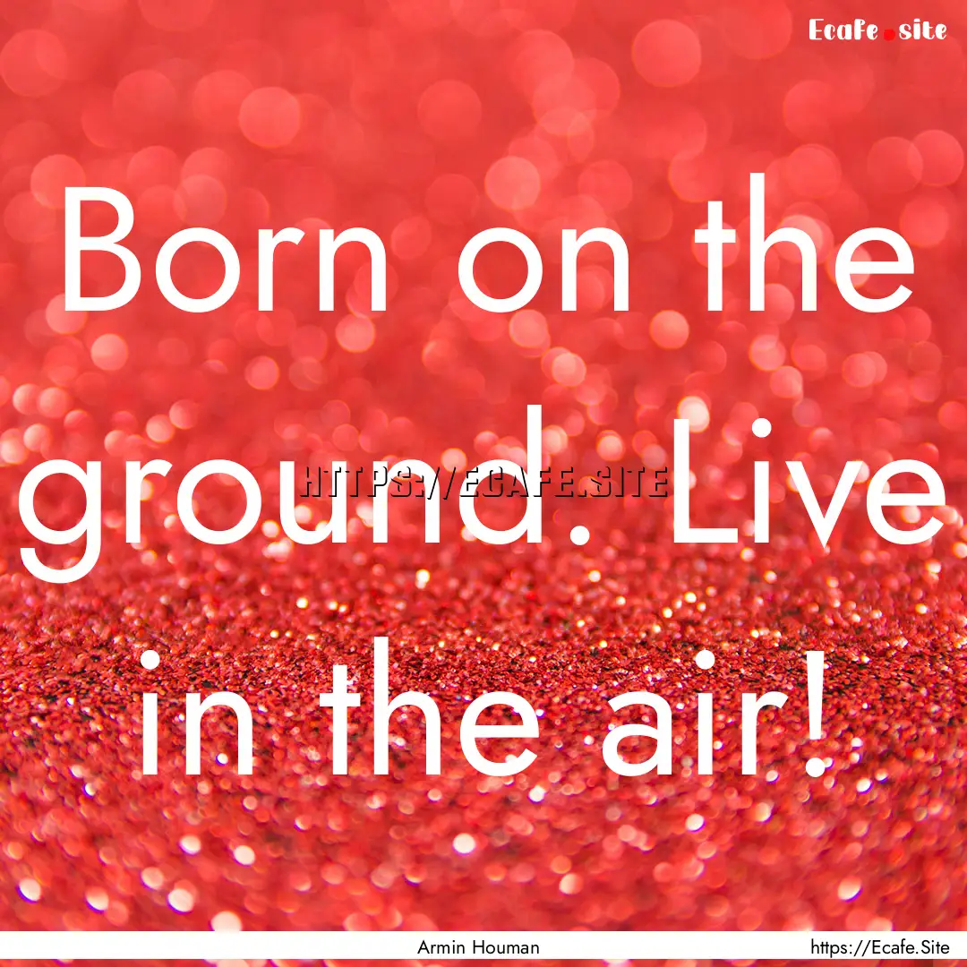 Born on the ground. Live in the air! : Quote by Armin Houman