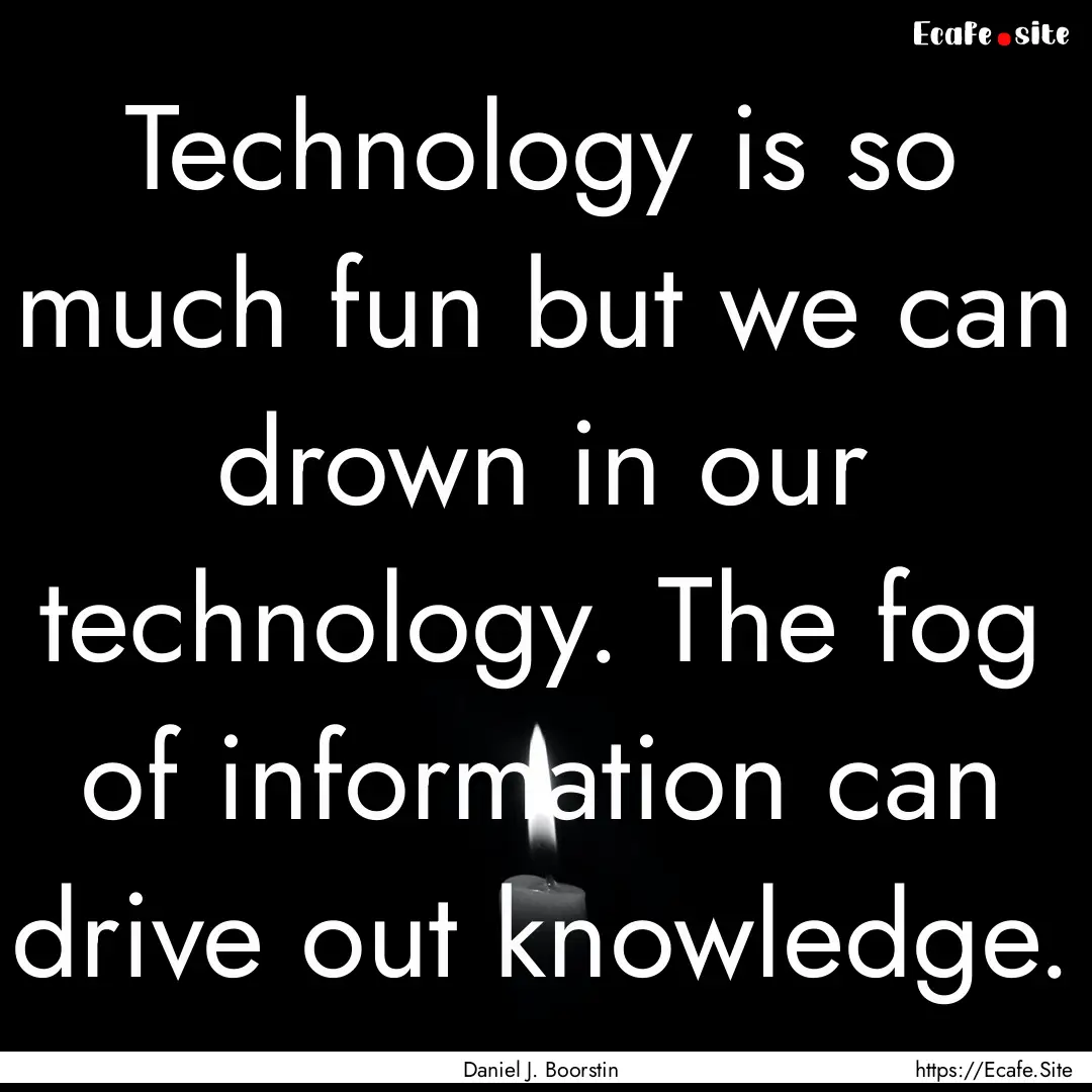 Technology is so much fun but we can drown.... : Quote by Daniel J. Boorstin