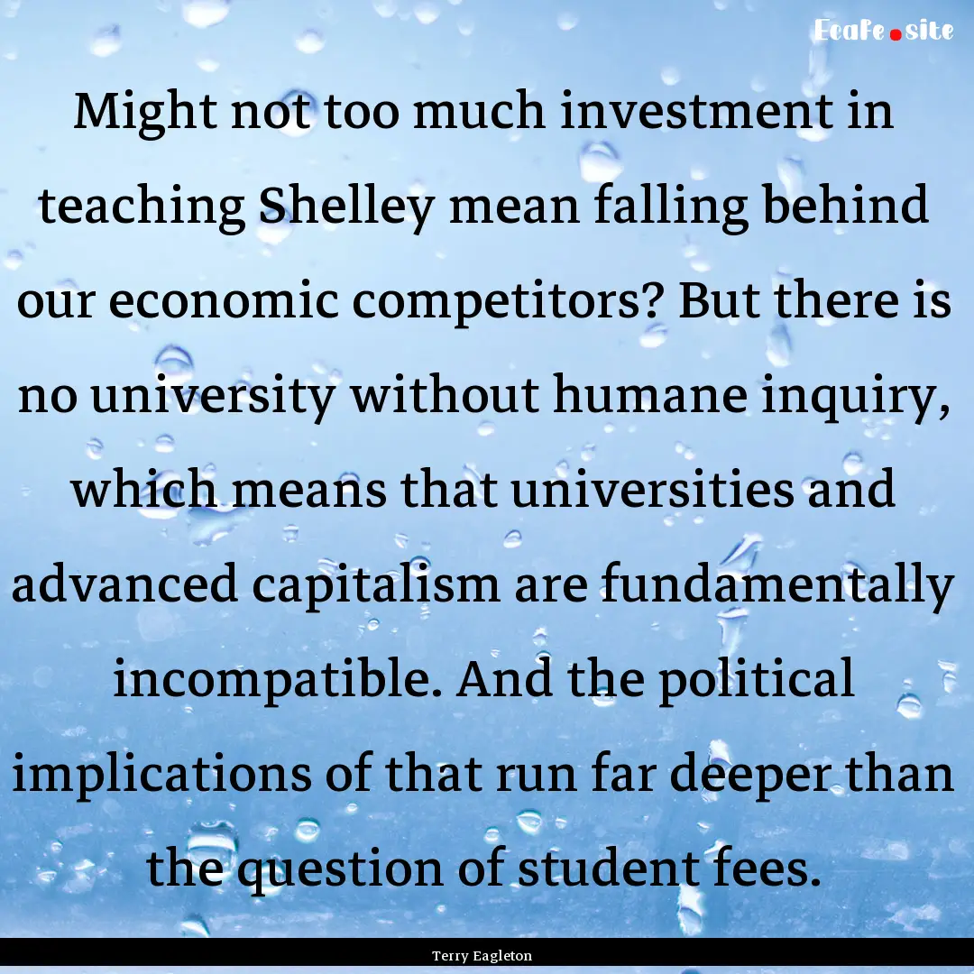 Might not too much investment in teaching.... : Quote by Terry Eagleton