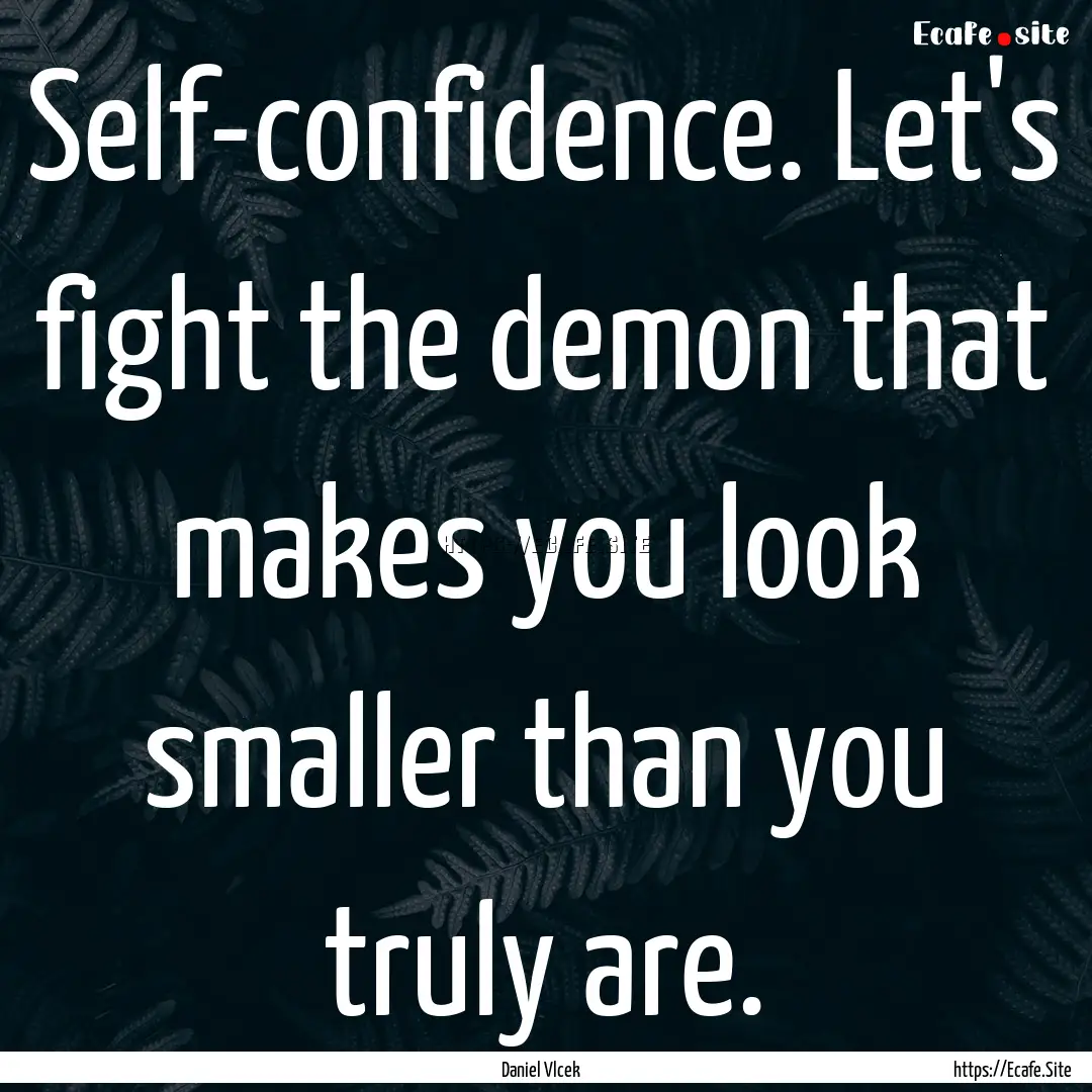 Self-confidence. Let's fight the demon that.... : Quote by Daniel Vlcek