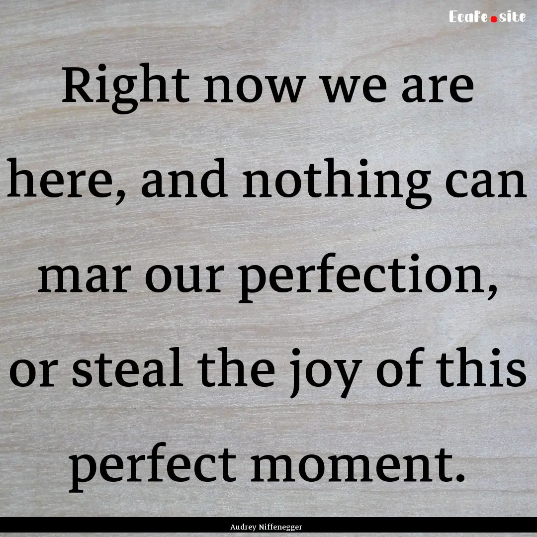 Right now we are here, and nothing can mar.... : Quote by Audrey Niffenegger