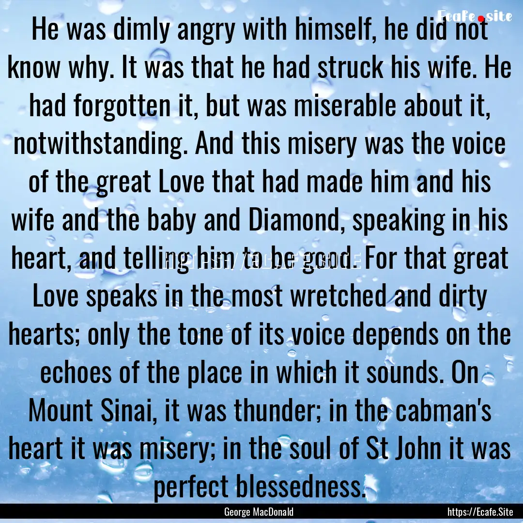 He was dimly angry with himself, he did not.... : Quote by George MacDonald