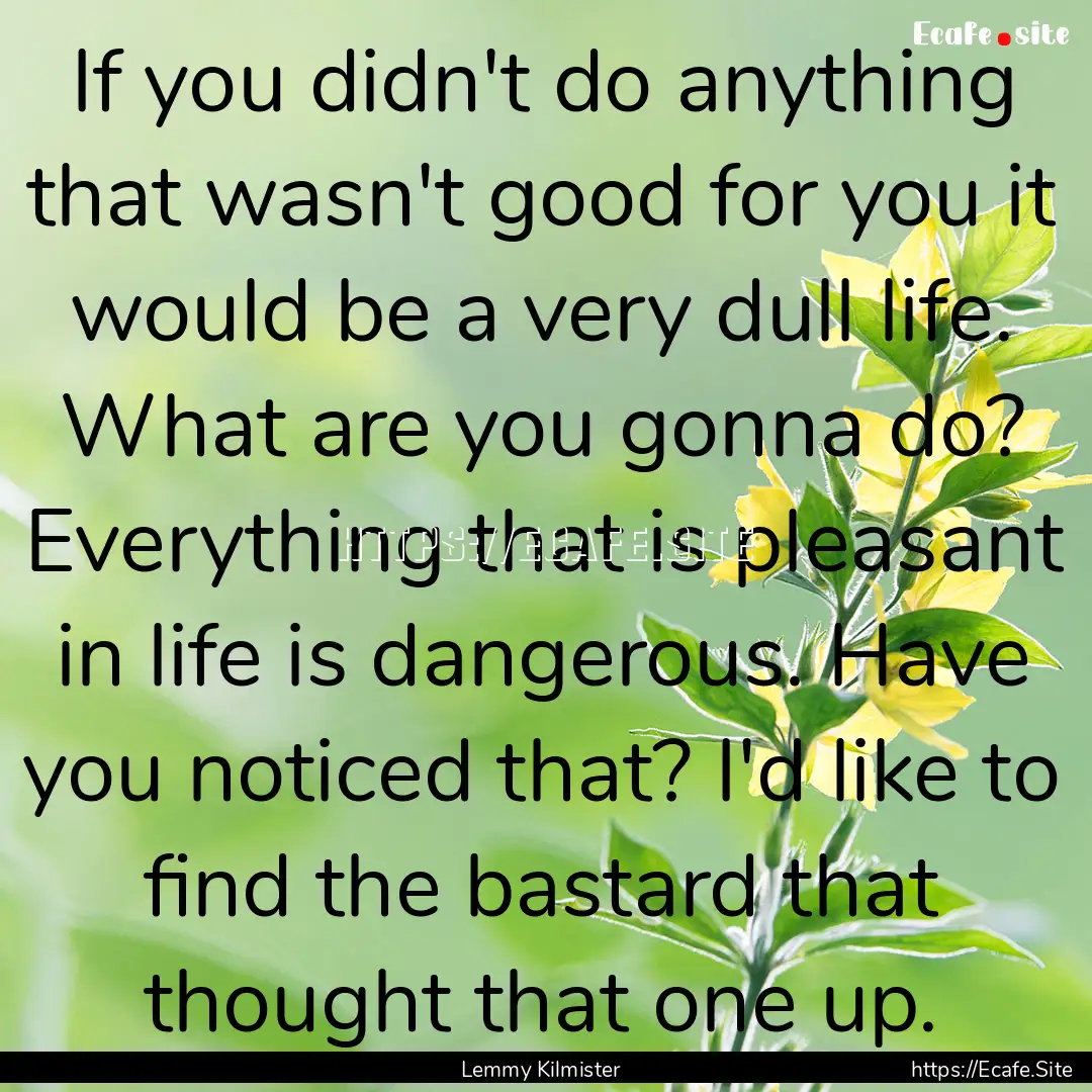 If you didn't do anything that wasn't good.... : Quote by Lemmy Kilmister