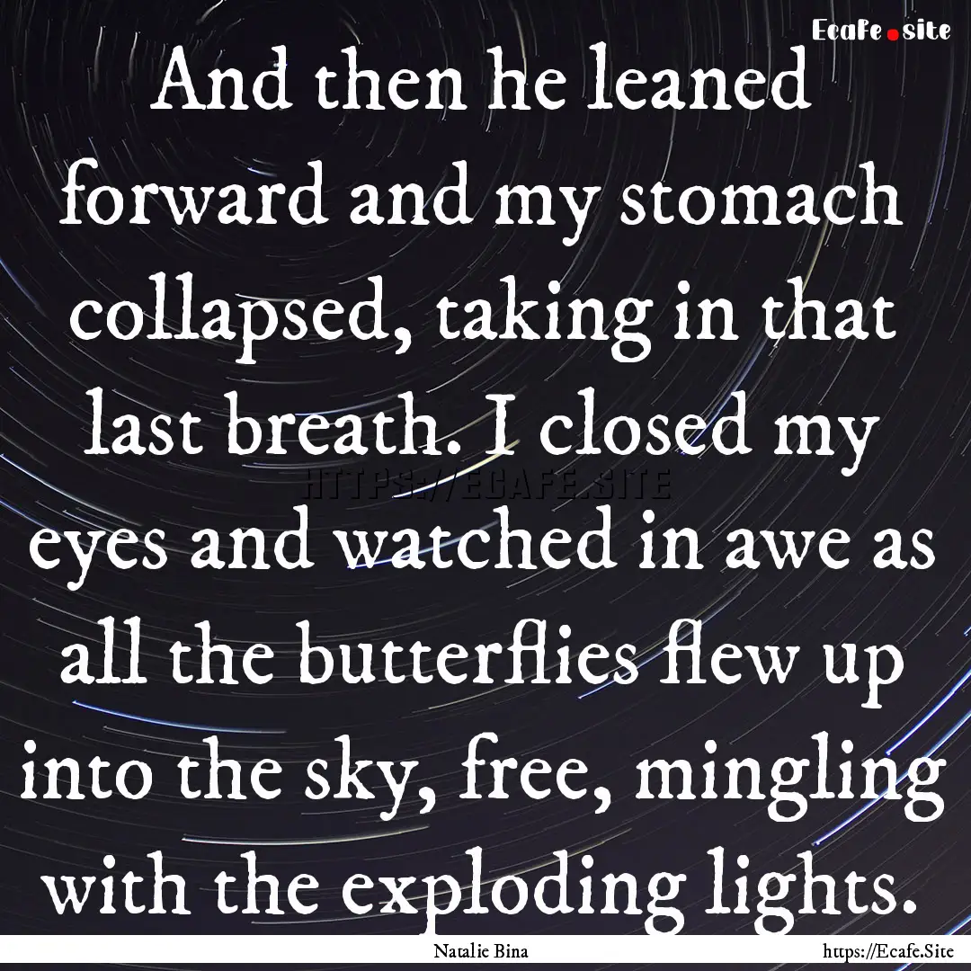 And then he leaned forward and my stomach.... : Quote by Natalie Bina