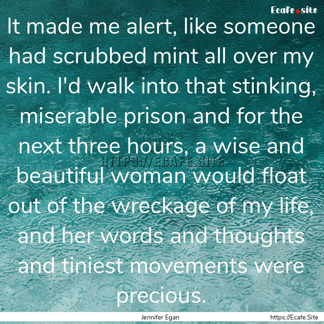 It made me alert, like someone had scrubbed.... : Quote by Jennifer Egan