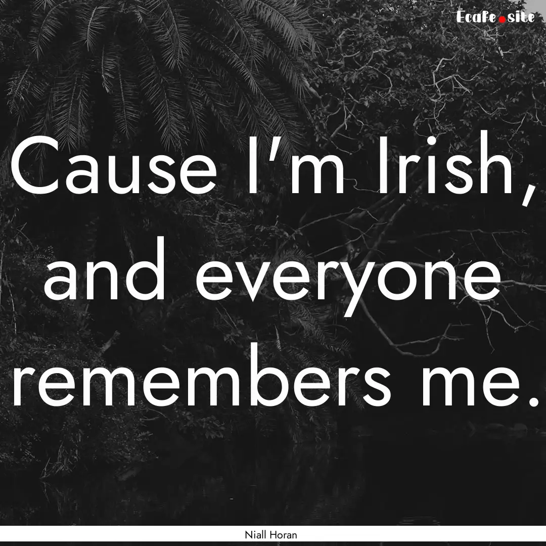 Cause I'm Irish, and everyone remembers me..... : Quote by Niall Horan