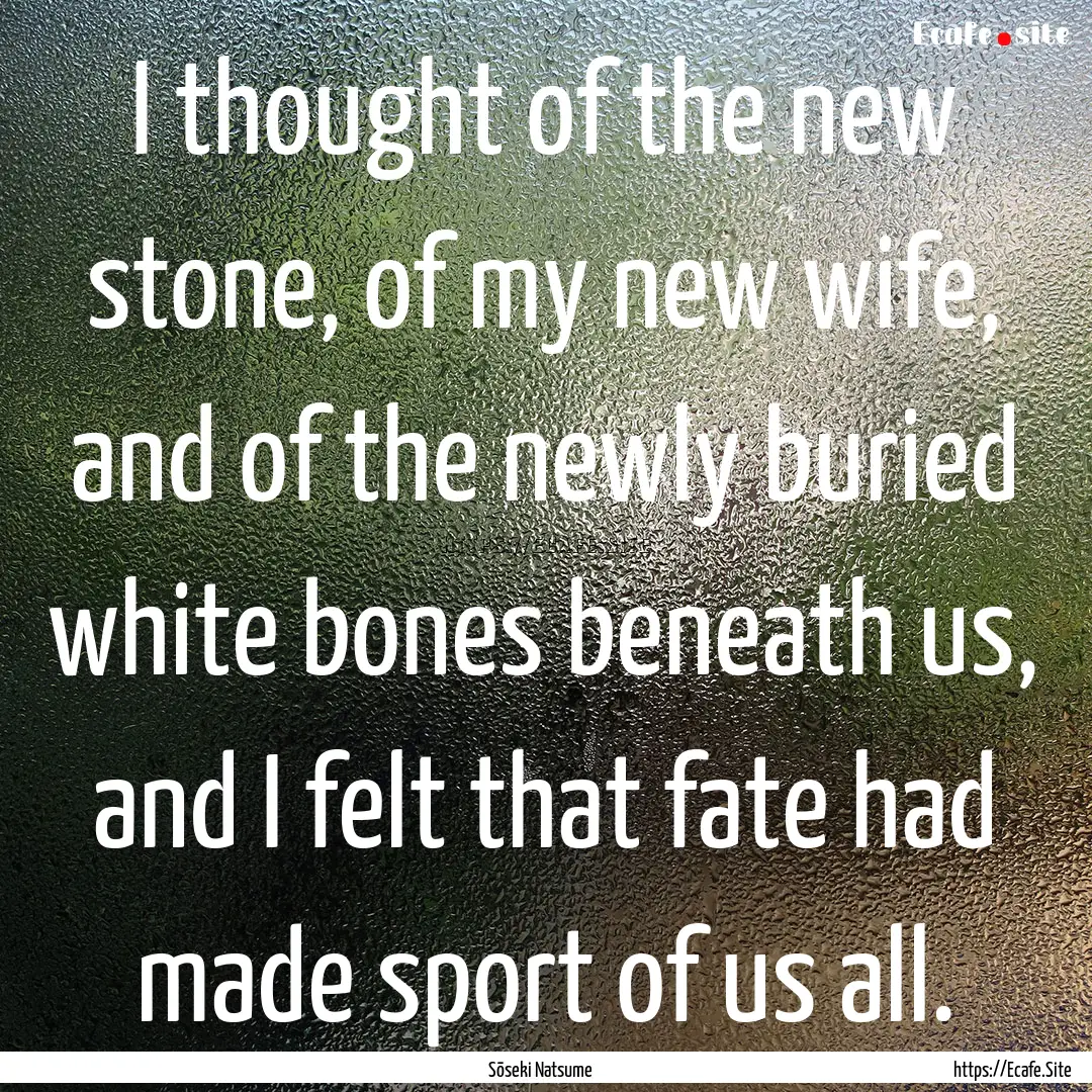 I thought of the new stone, of my new wife,.... : Quote by Sōseki Natsume