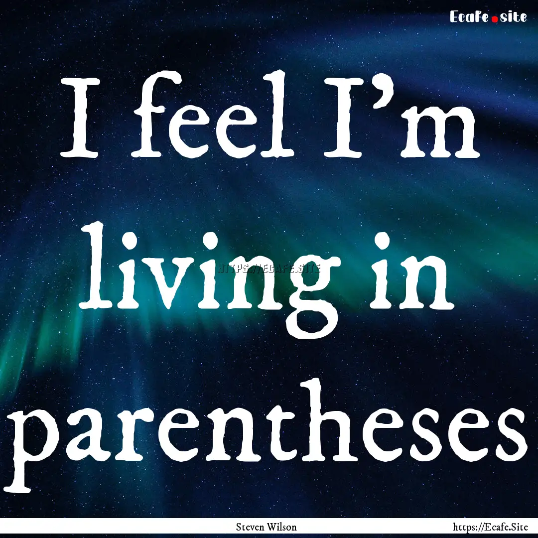 I feel I'm living in parentheses : Quote by Steven Wilson