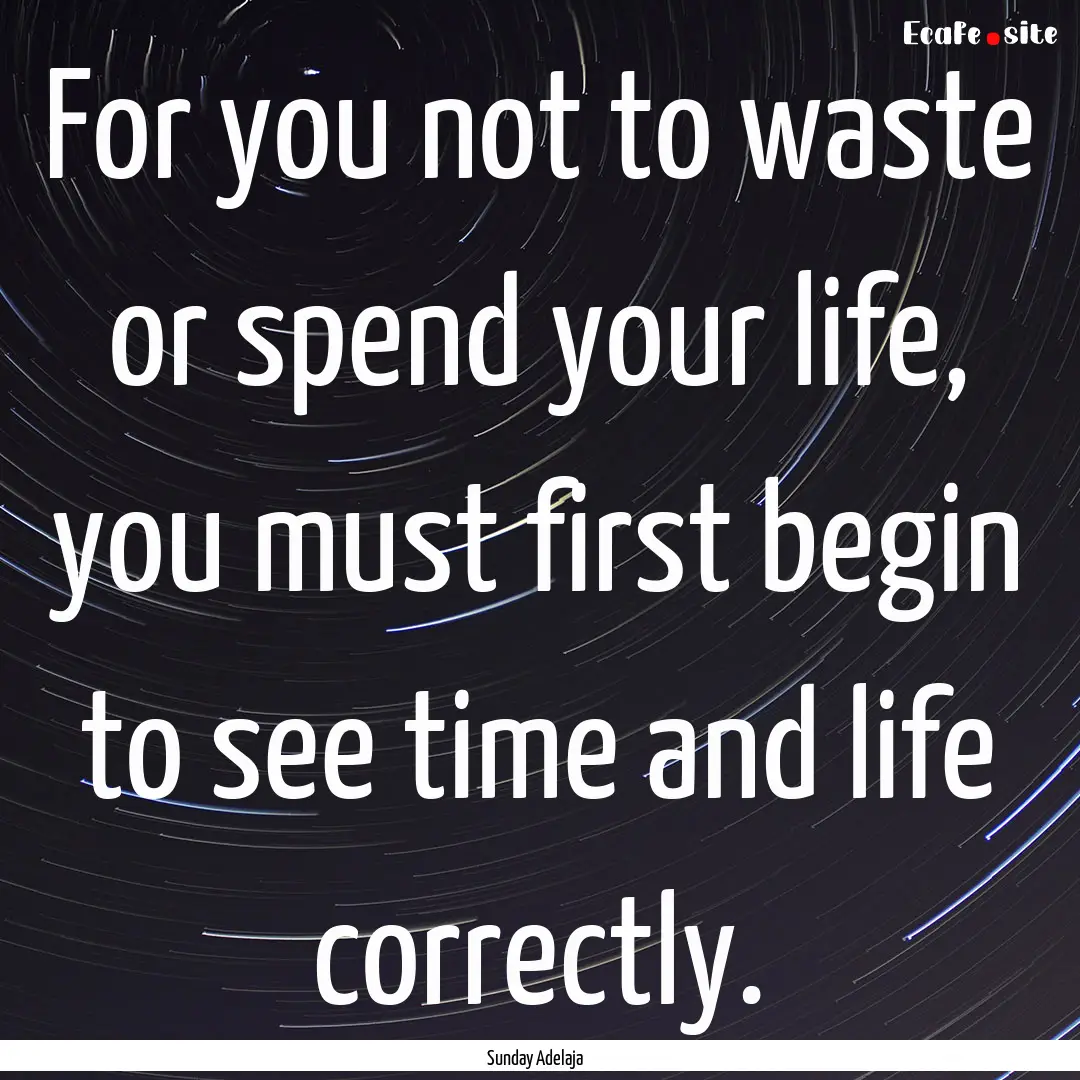 For you not to waste or spend your life,.... : Quote by Sunday Adelaja