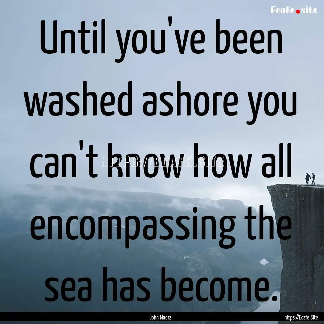 Until you've been washed ashore you can't.... : Quote by John Maerz