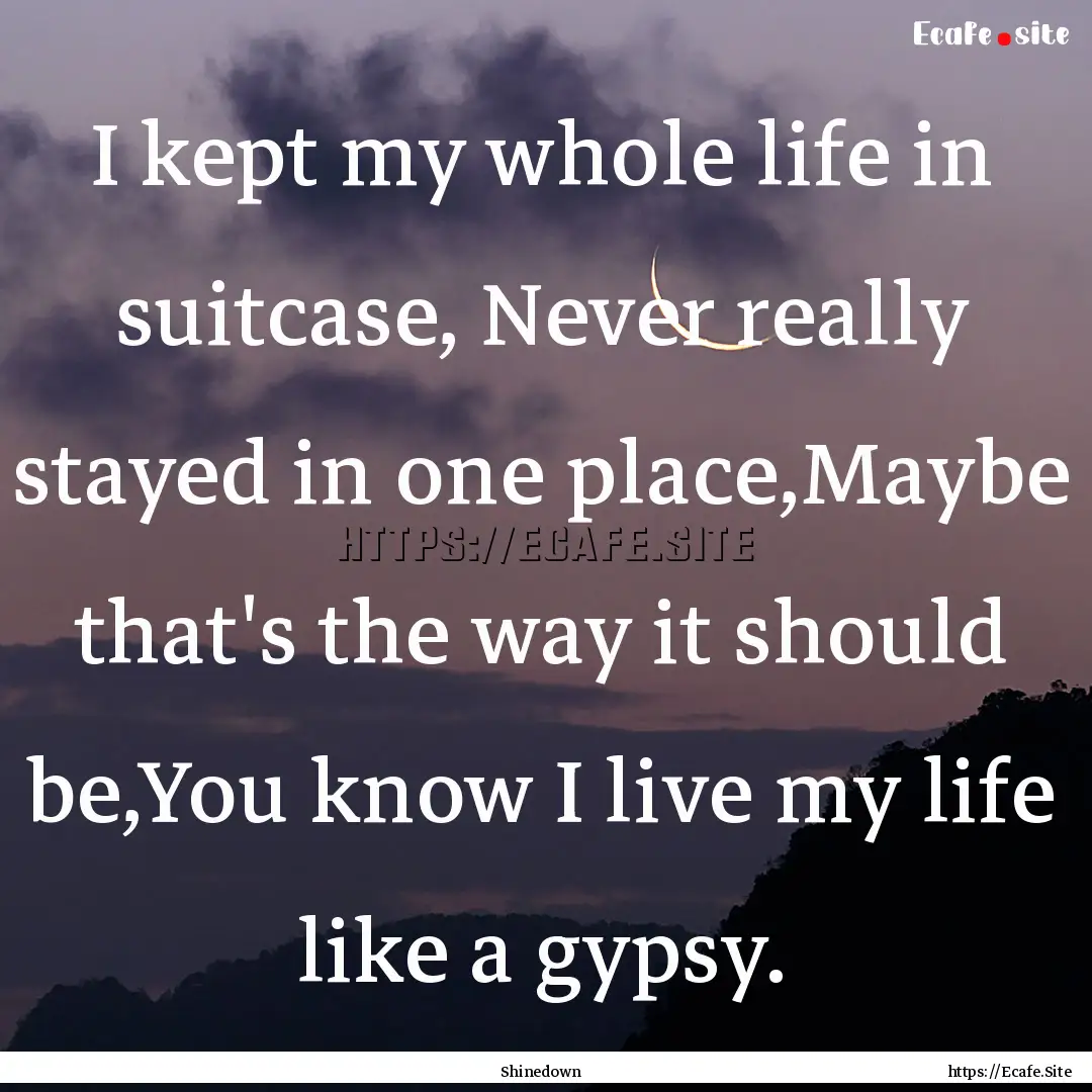 I kept my whole life in suitcase, Never really.... : Quote by Shinedown