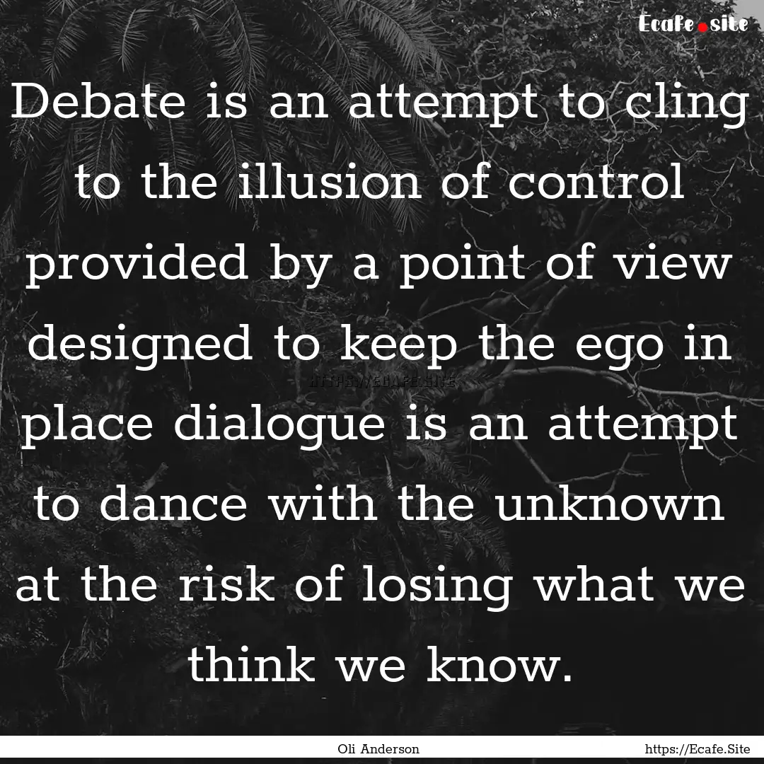 Debate is an attempt to cling to the illusion.... : Quote by Oli Anderson