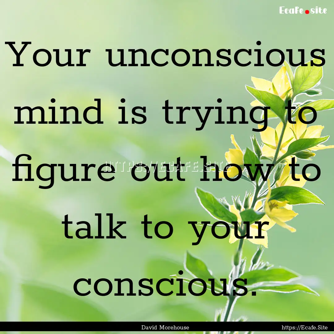 Your unconscious mind is trying to figure.... : Quote by David Morehouse