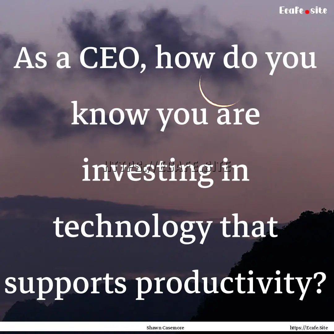 As a CEO, how do you know you are investing.... : Quote by Shawn Casemore