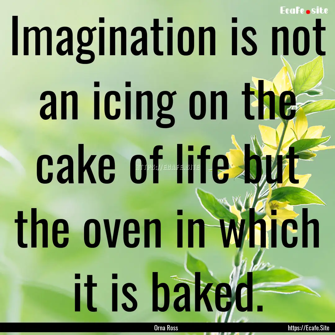 Imagination is not an icing on the cake of.... : Quote by Orna Ross