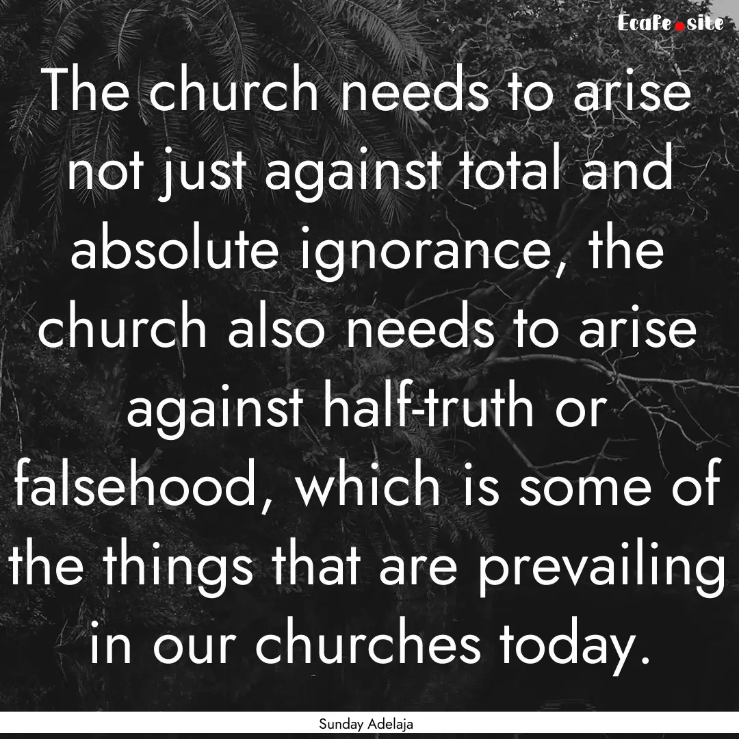 The church needs to arise not just against.... : Quote by Sunday Adelaja