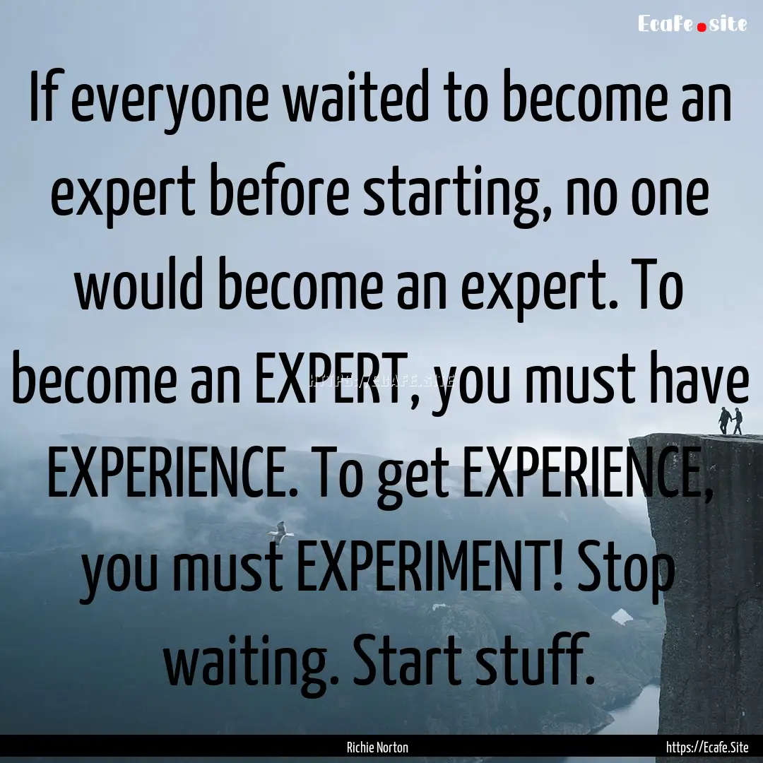 If everyone waited to become an expert before.... : Quote by Richie Norton