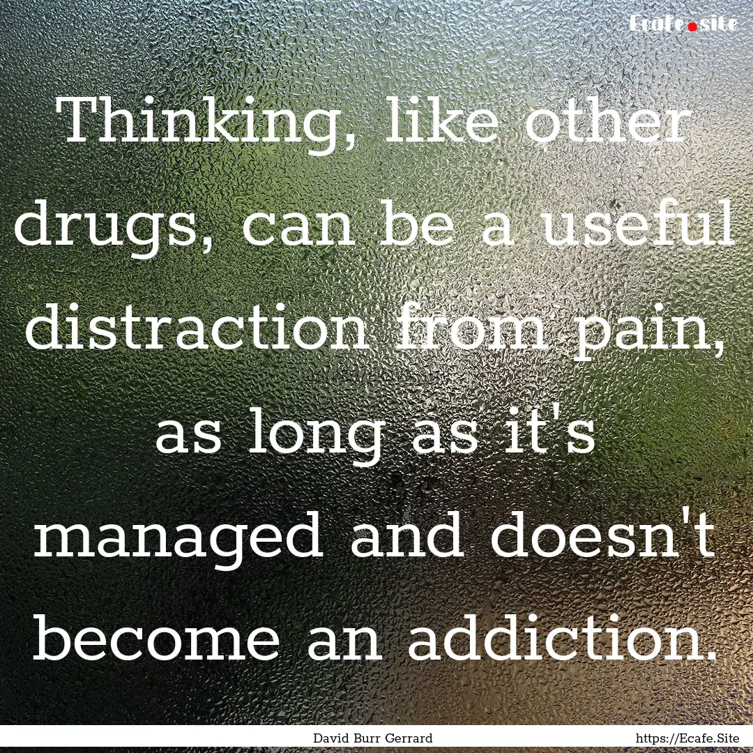 Thinking, like other drugs, can be a useful.... : Quote by David Burr Gerrard