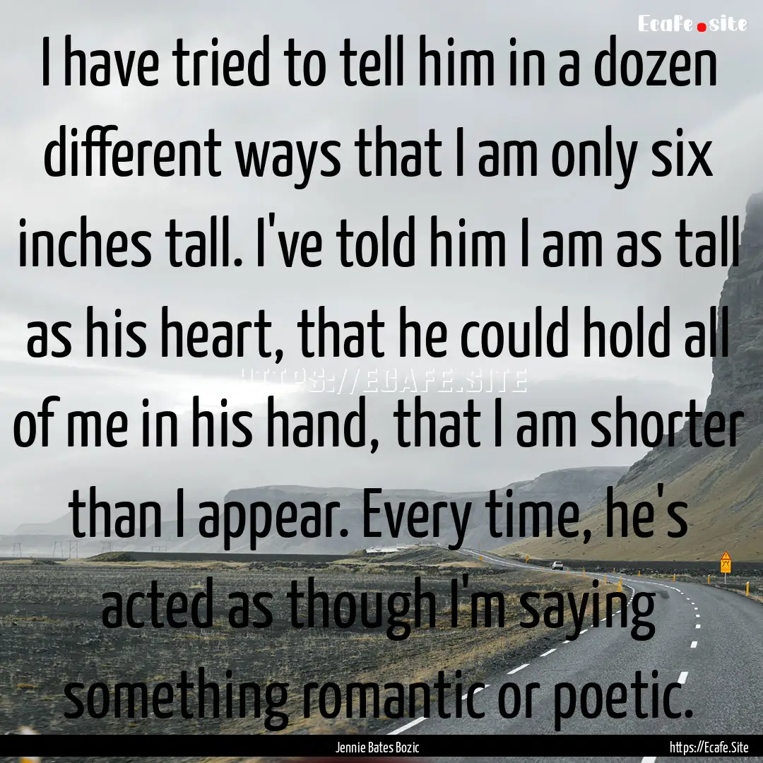 I have tried to tell him in a dozen different.... : Quote by Jennie Bates Bozic