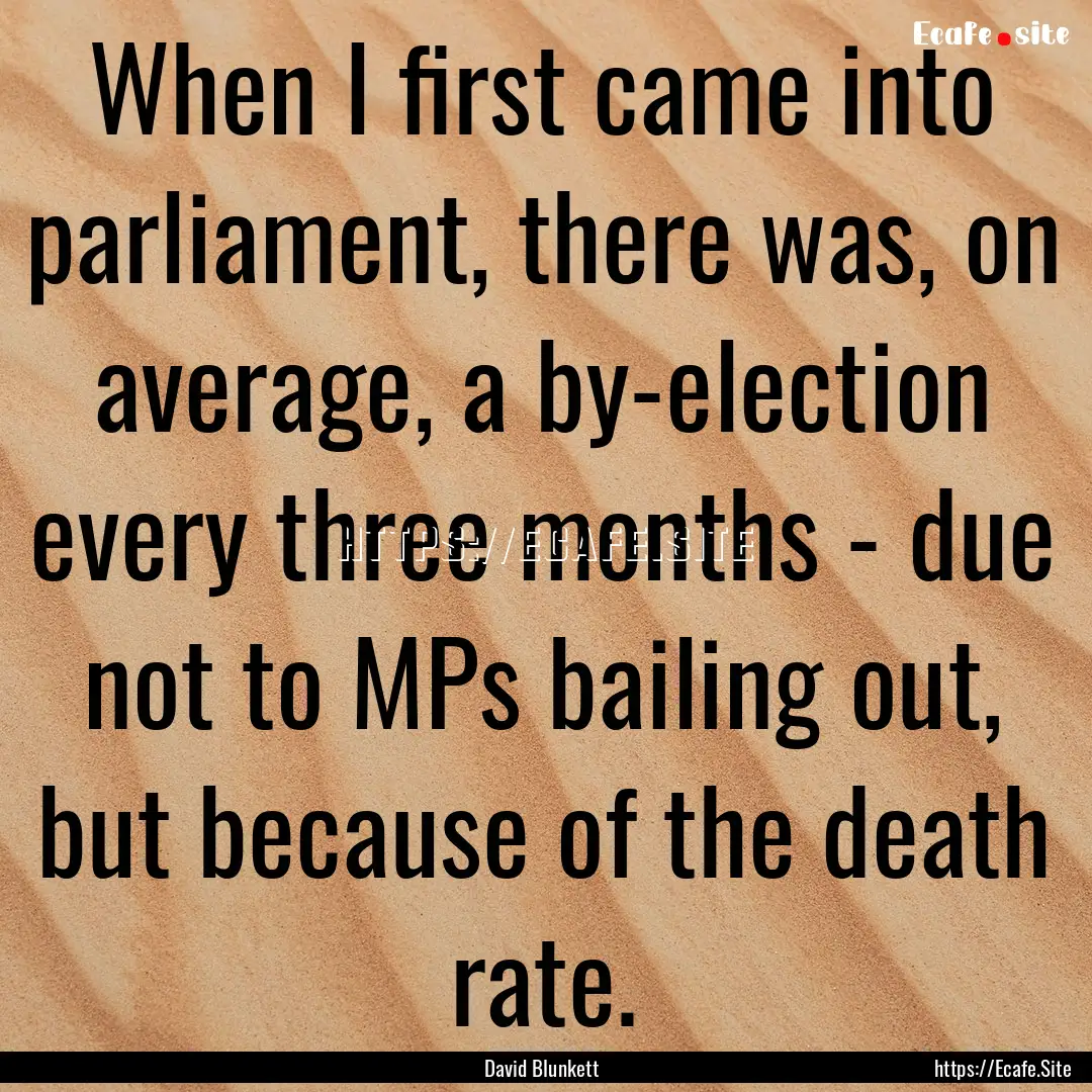 When I first came into parliament, there.... : Quote by David Blunkett