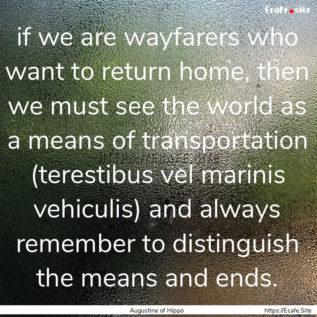 if we are wayfarers who want to return home,.... : Quote by Augustine of Hippo