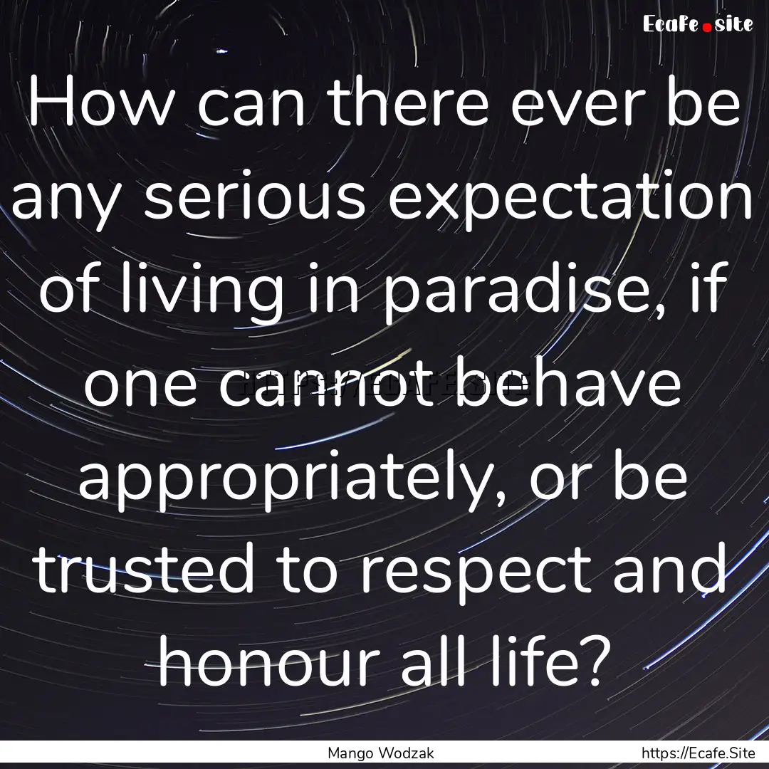 How can there ever be any serious expectation.... : Quote by Mango Wodzak