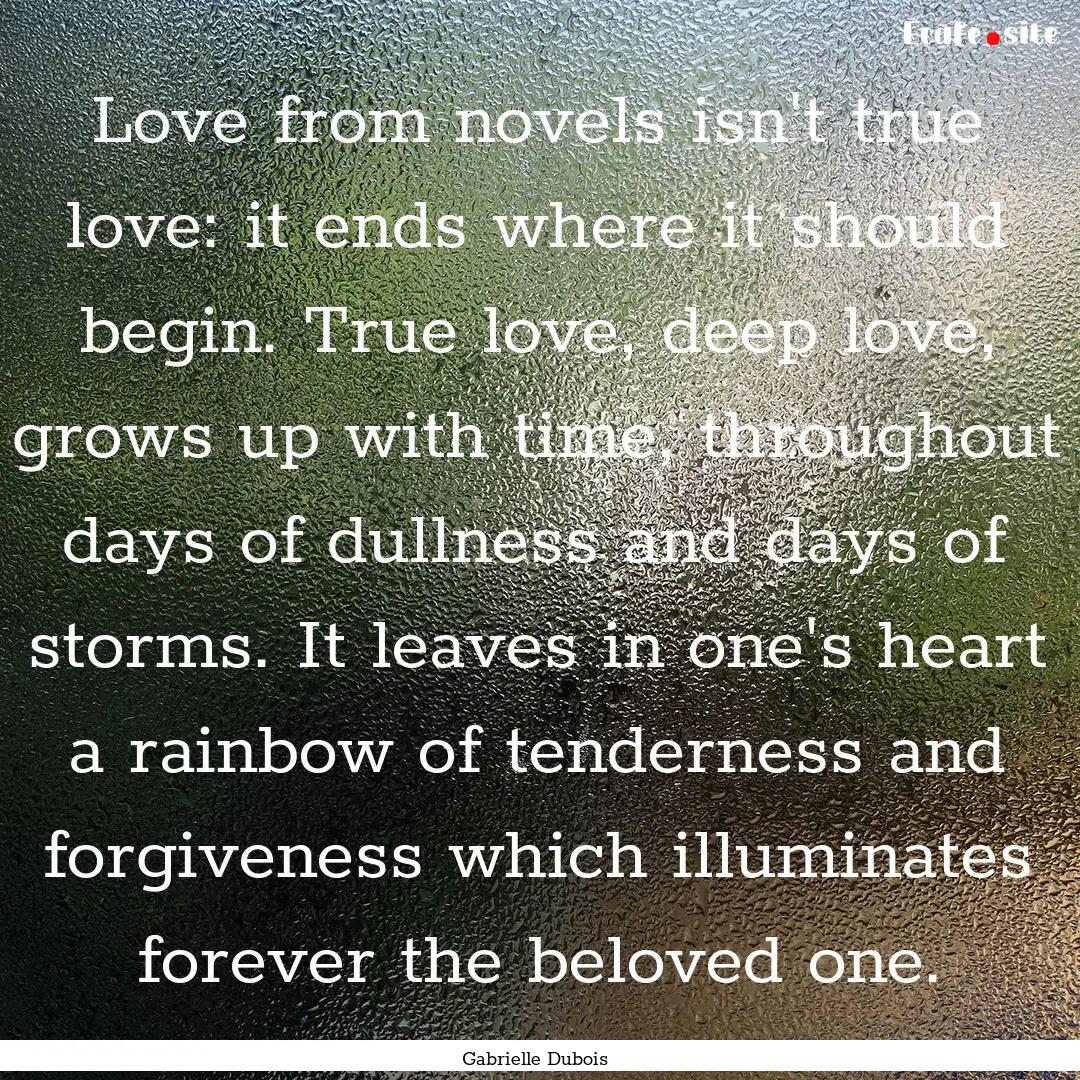 Love from novels isn't true love: it ends.... : Quote by Gabrielle Dubois