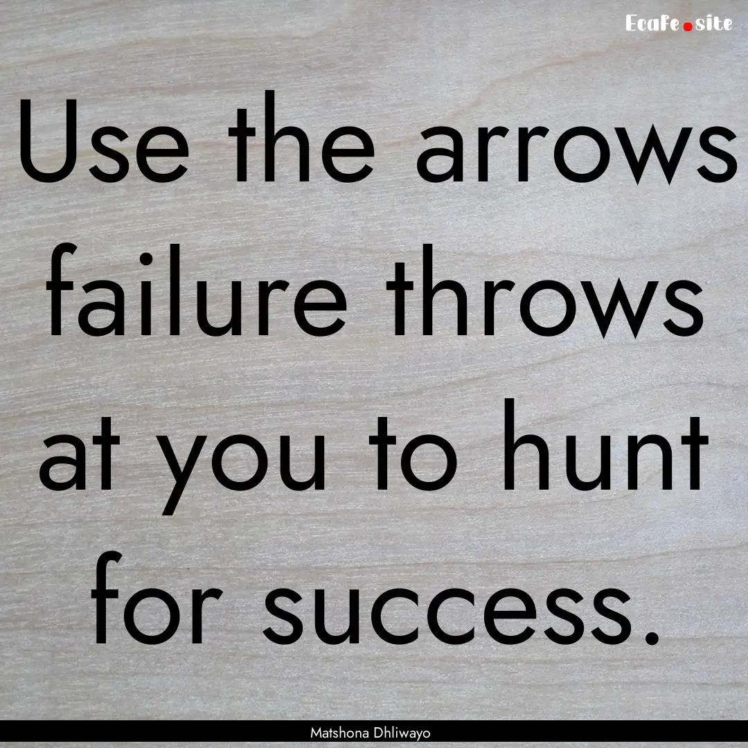 Use the arrows failure throws at you to hunt.... : Quote by Matshona Dhliwayo