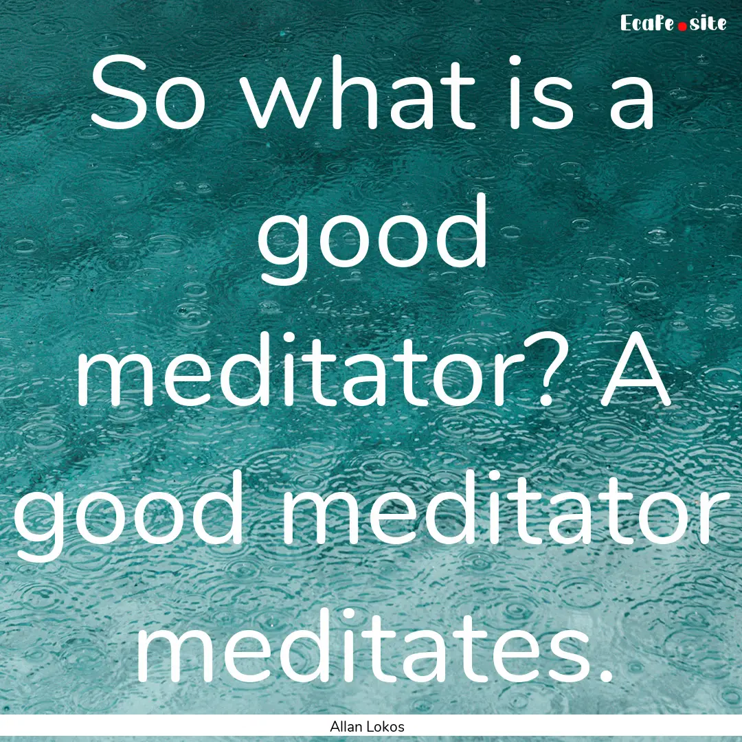 So what is a good meditator? A good meditator.... : Quote by Allan Lokos