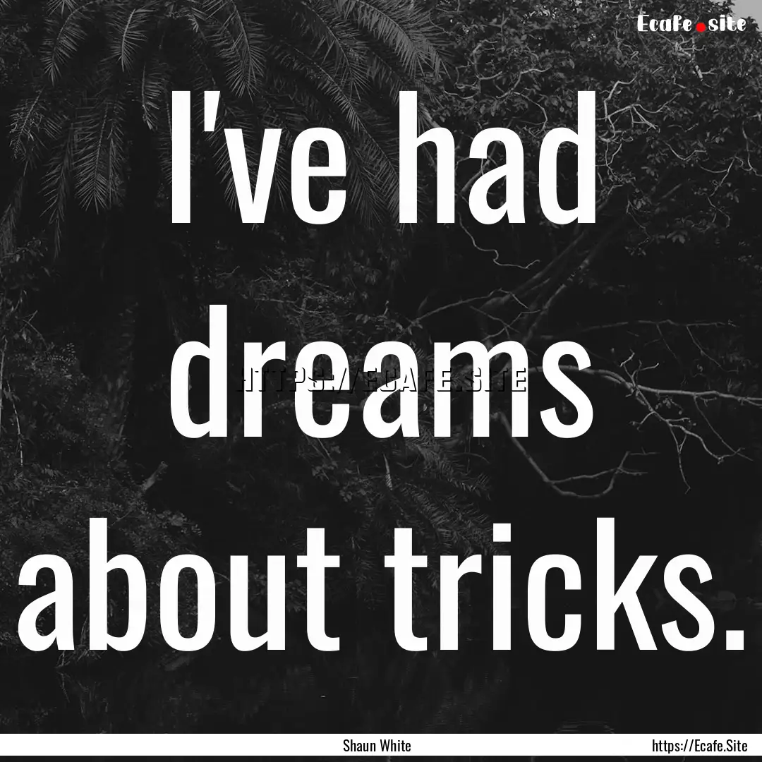 I've had dreams about tricks. : Quote by Shaun White