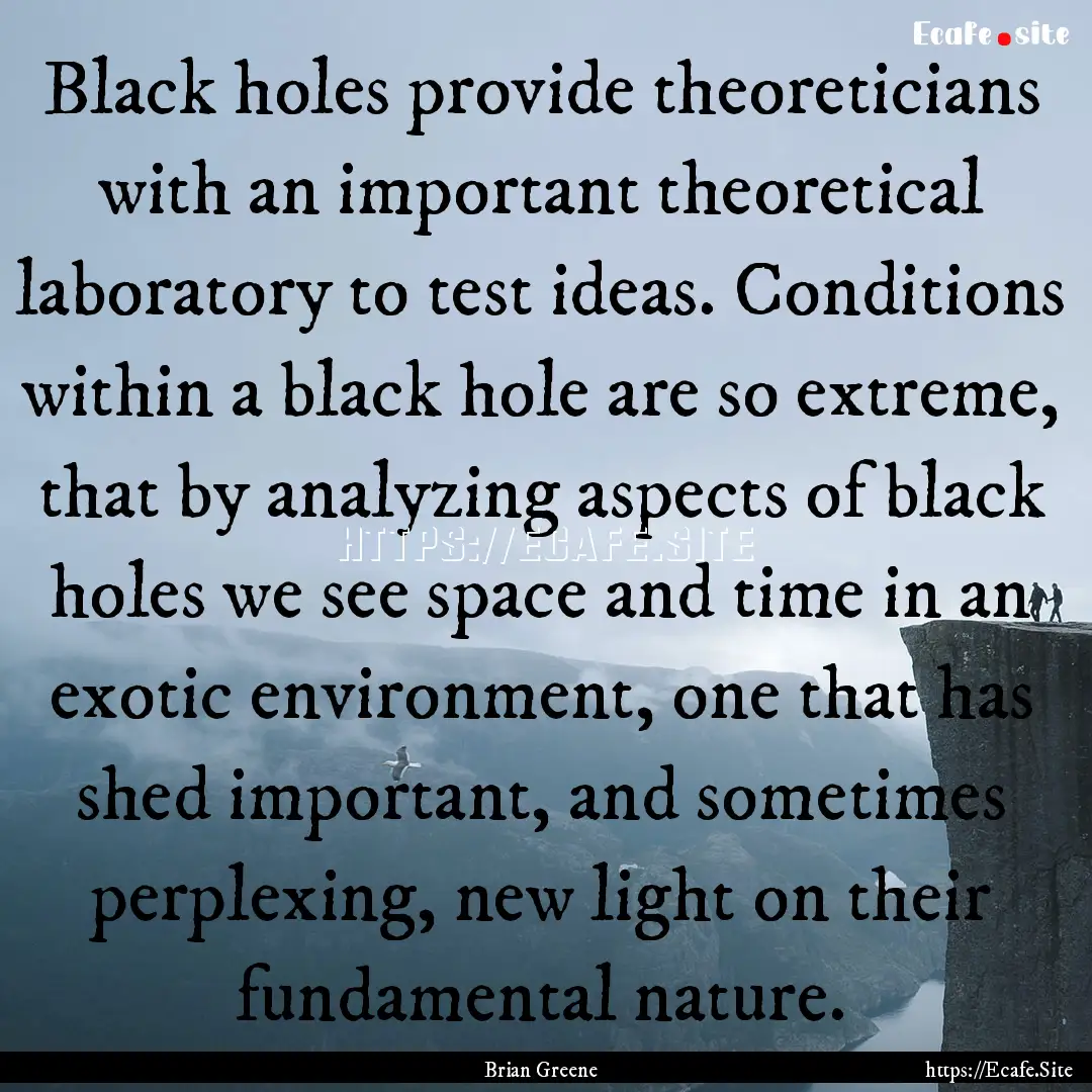 Black holes provide theoreticians with an.... : Quote by Brian Greene