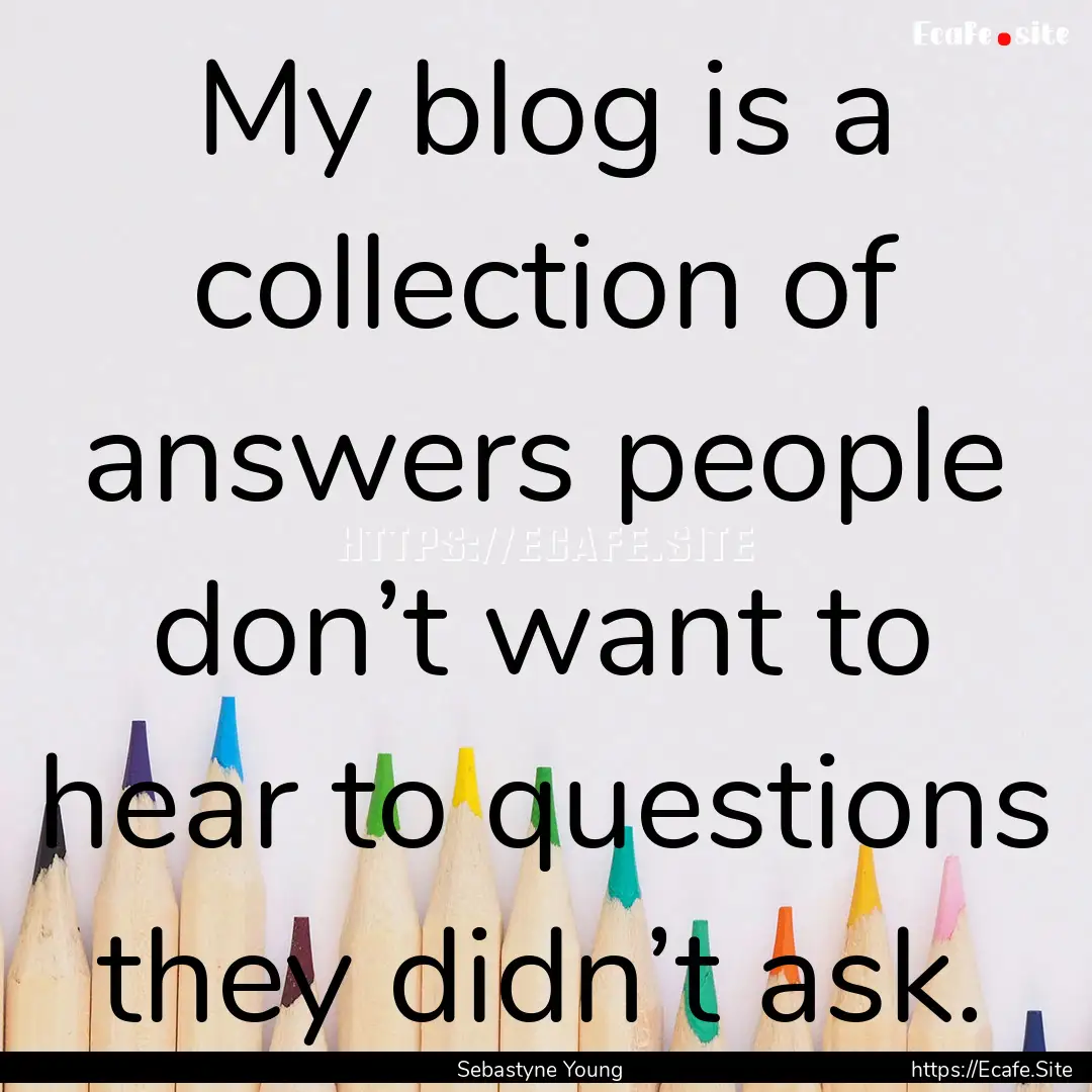 My blog is a collection of answers people.... : Quote by Sebastyne Young