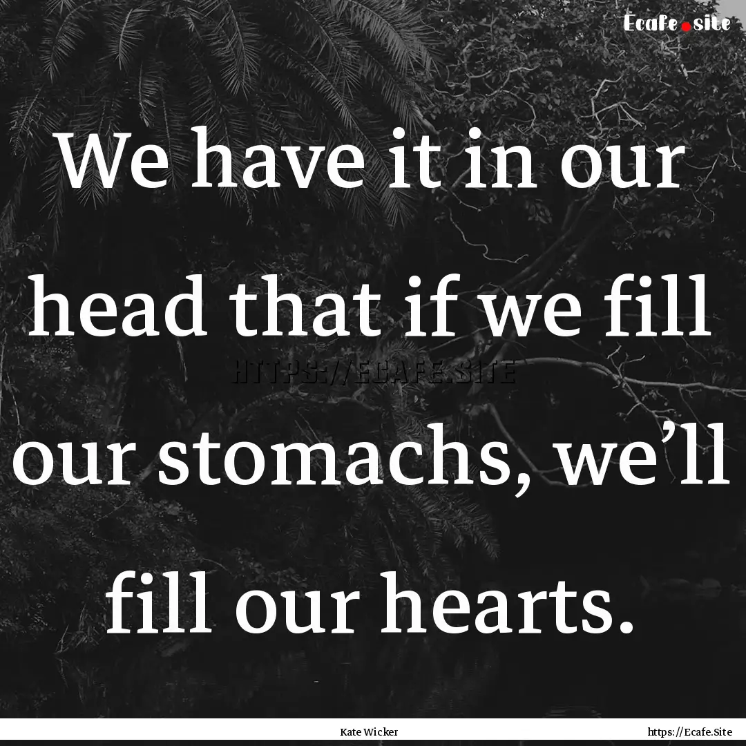 We have it in our head that if we fill our.... : Quote by Kate Wicker