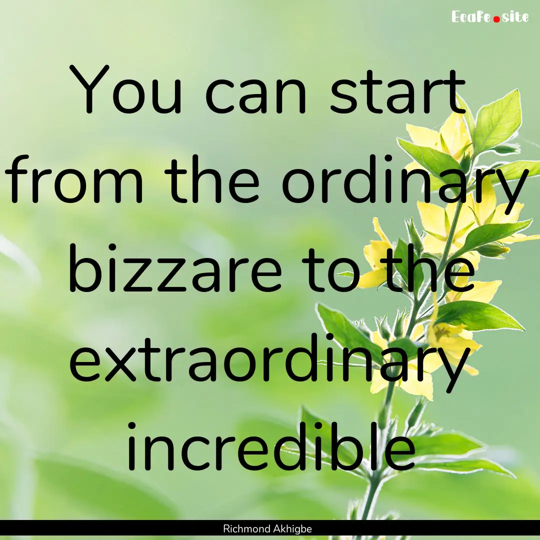 You can start from the ordinary bizzare to.... : Quote by Richmond Akhigbe