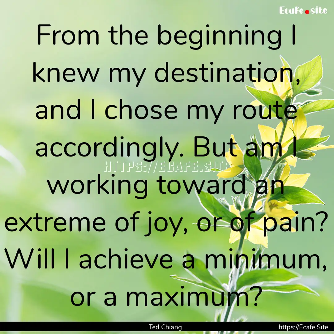 From the beginning I knew my destination,.... : Quote by Ted Chiang