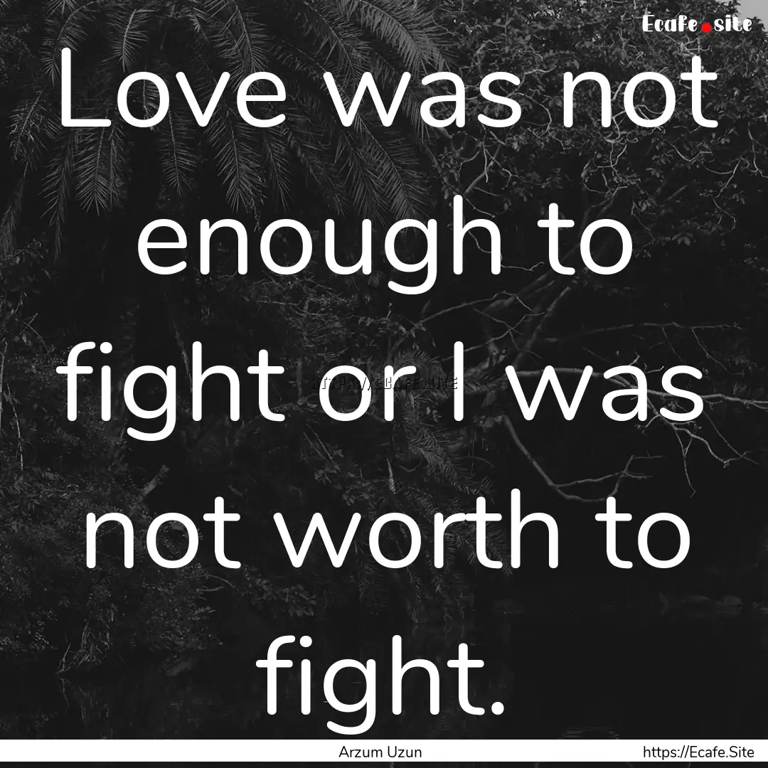 Love was not enough to fight or I was not.... : Quote by Arzum Uzun