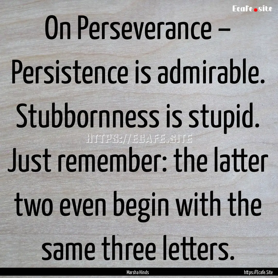 On Perseverance – Persistence is admirable..... : Quote by Marsha Hinds