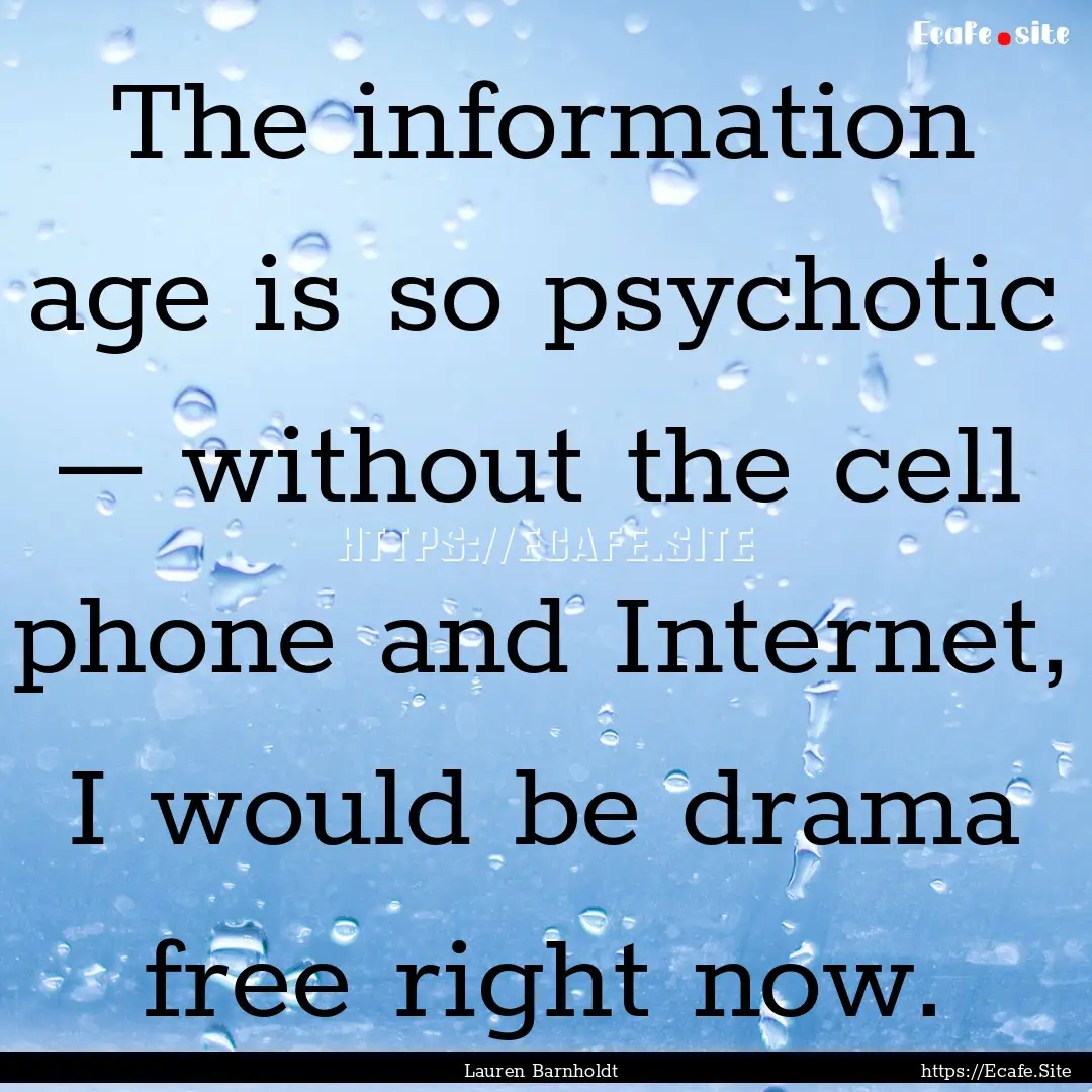 The information age is so psychotic – without.... : Quote by Lauren Barnholdt