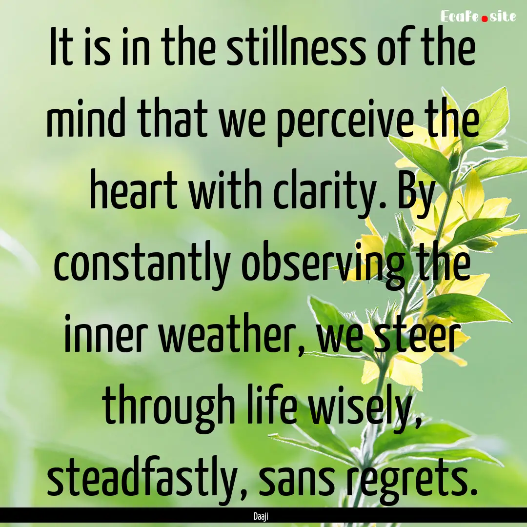 It is in the stillness of the mind that we.... : Quote by Daaji